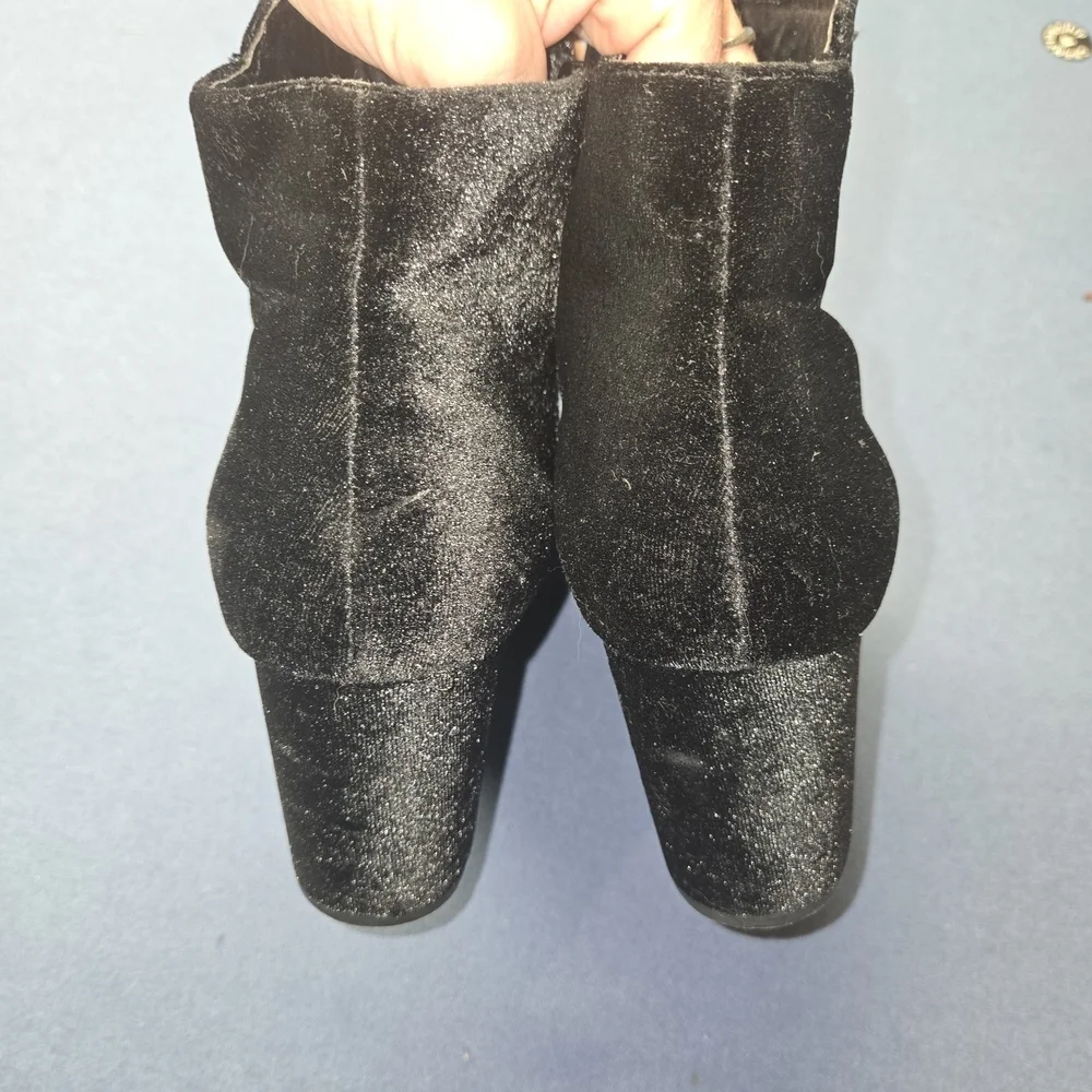BAMBOO Black Velvet Ankle Chunky Booties Grunge Dark Whimsical Goth Dark Fairy